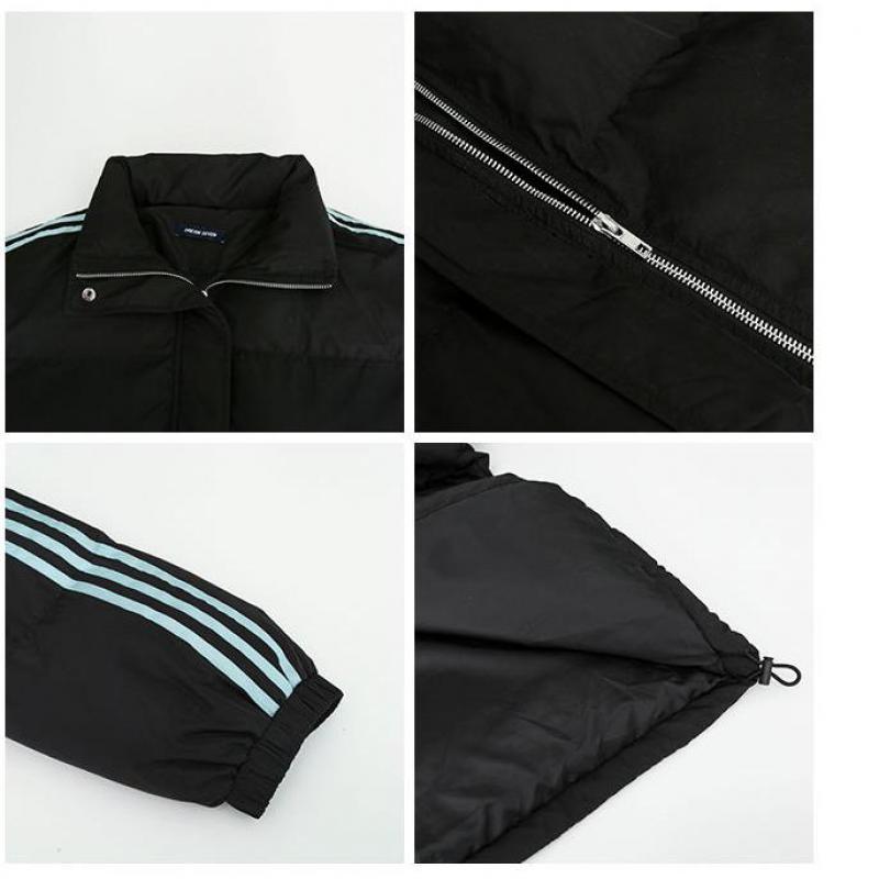 Winter Korean Loose Femme Bread Coat For Student Striped Thick Jaket Women Parkas Pink Black Outwear Clothes