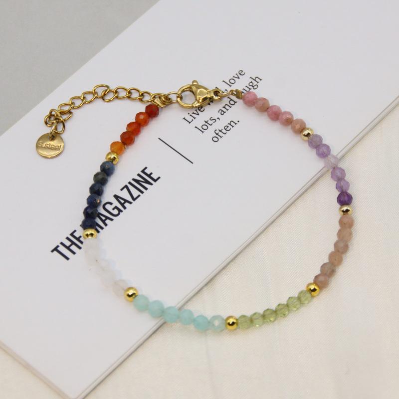 Stylish High-End Natural Stone Beaded Couple Bracelet with Titanium Steel Design