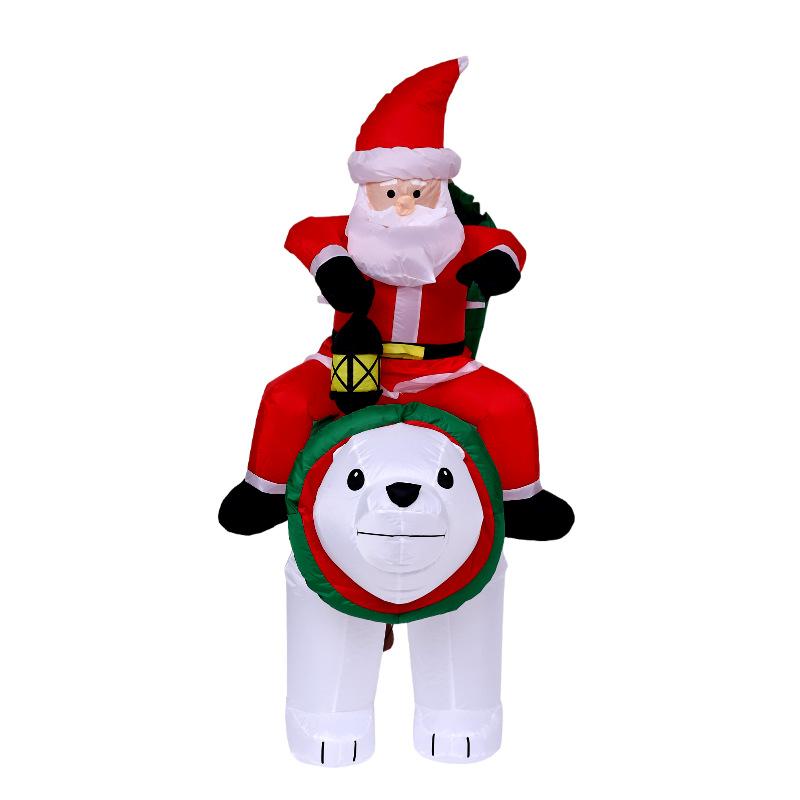 New Christmas Inflatable Decoration 1.8m Lantern Santa Riding Polar Bear Glowing Yard Decor
