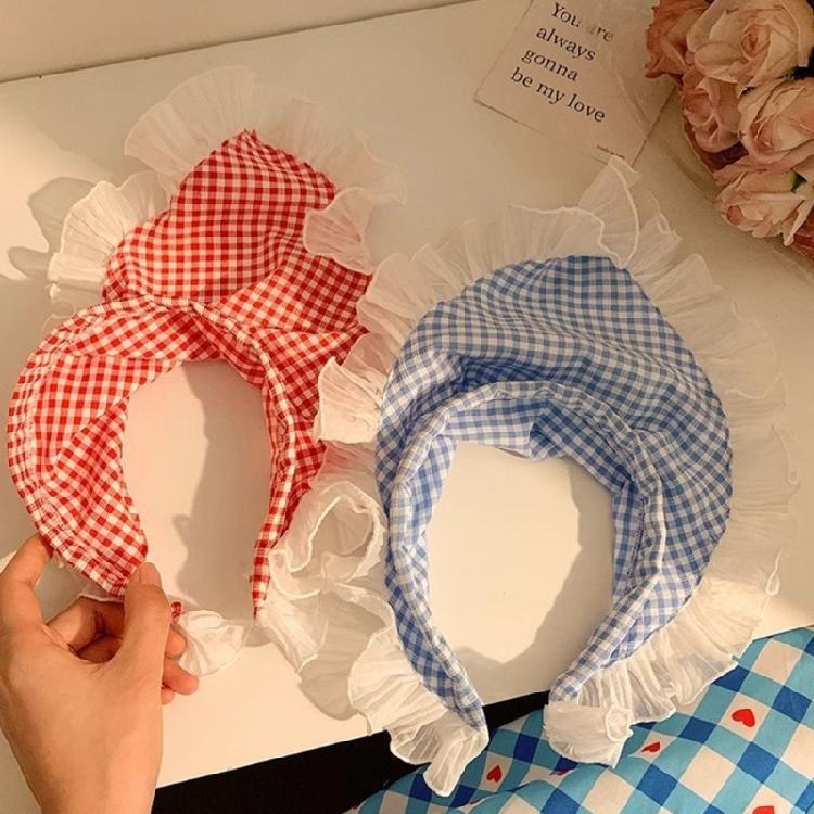 Elegant Triangled Head Kerchief Headbands Hairband Cute Checkered Hair Accessory