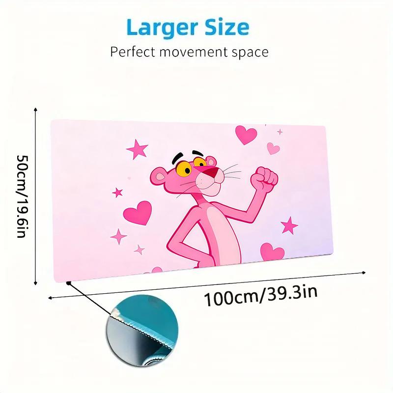 Pembe Panter Baskılı Yastık Kaymaz Dizüstü Tablet Büyük Mouse Pad XXL Mat Mini PC Oyun Matı Kilitli Kenarlı