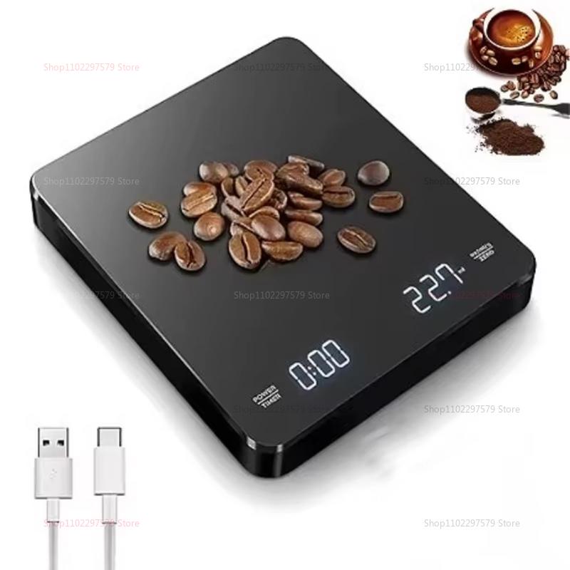 Digital Coffee Scale 0.1g to 3kg with Timer LED Screen for Espresso and Baking USB High Precision Kitchen Weighing in Oz ml g