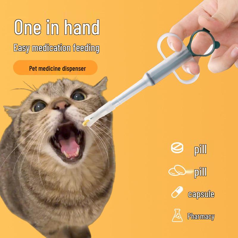 Pet Medicine Feeder: Cat & Dog Syringe Press-Type Liquid or Capsule Dispenser