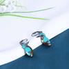 European and American Retro Silver Turquoise Bird Earrings