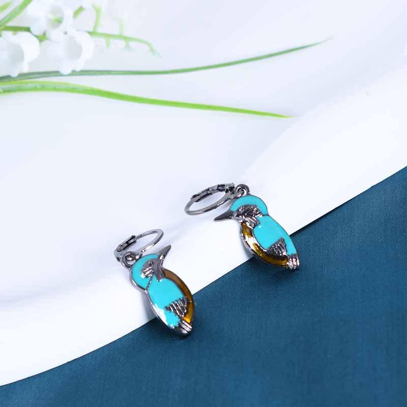 European and American Retro Silver Turquoise Bird Earrings