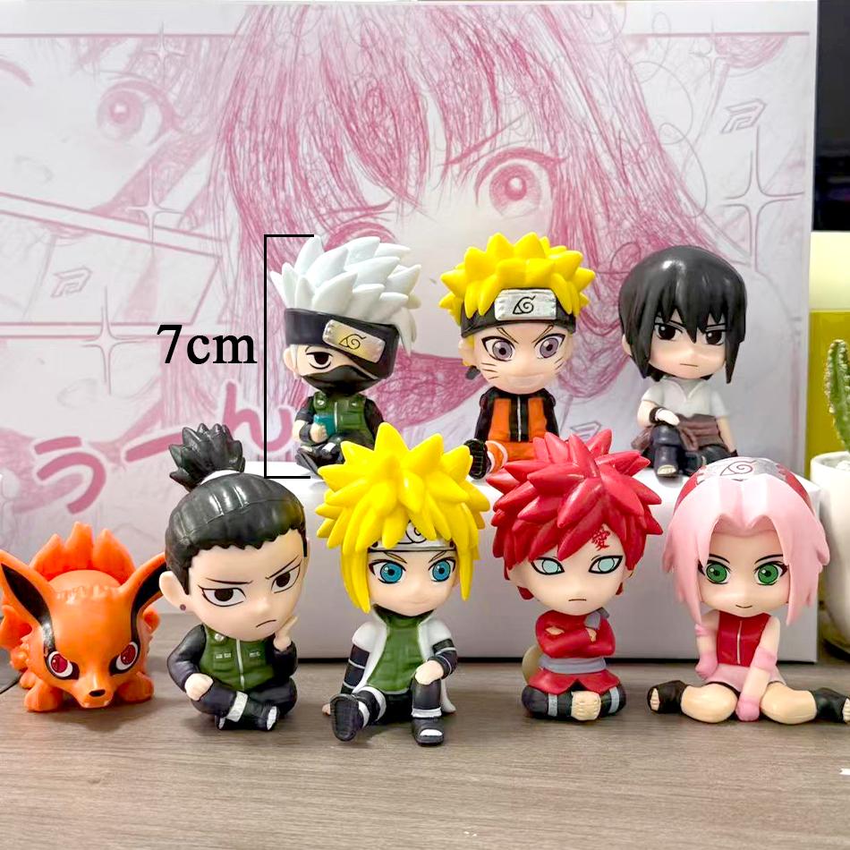 8er Set Anime Naruto Figur Kakashi Sasuke Uchiha Itachi Gaara Haruno Sakura Action Figur Q Version PVC Modell Kinderspielzeug Geschenk