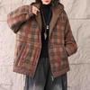 2025 Winter Retro Print Plus Size Hooded Cotton-Padded Women's Jacket