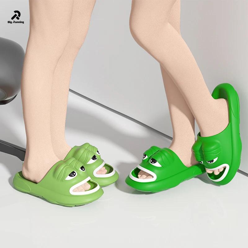 2026 Nuove Pantofole a Ciabatta One Word in EVA Super Morbide e Antiscivolo Pantofole da Uomo Rana Cartone Animato Tendenza Moda Pantofole Genitore-Figlio