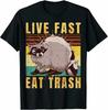 Funny Racoon Live Fast Eat Trash Camping Retro Vintage TShirt Summer Cotton ONeck Short Sleeve Mens T Shirt New S3XL