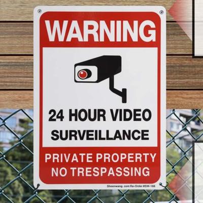Panneau d'intrusion sur une propriété privée, panneau de surveillance vidéo pour caméra extérieure, décoration murale pour maison, entreprise, allée, art