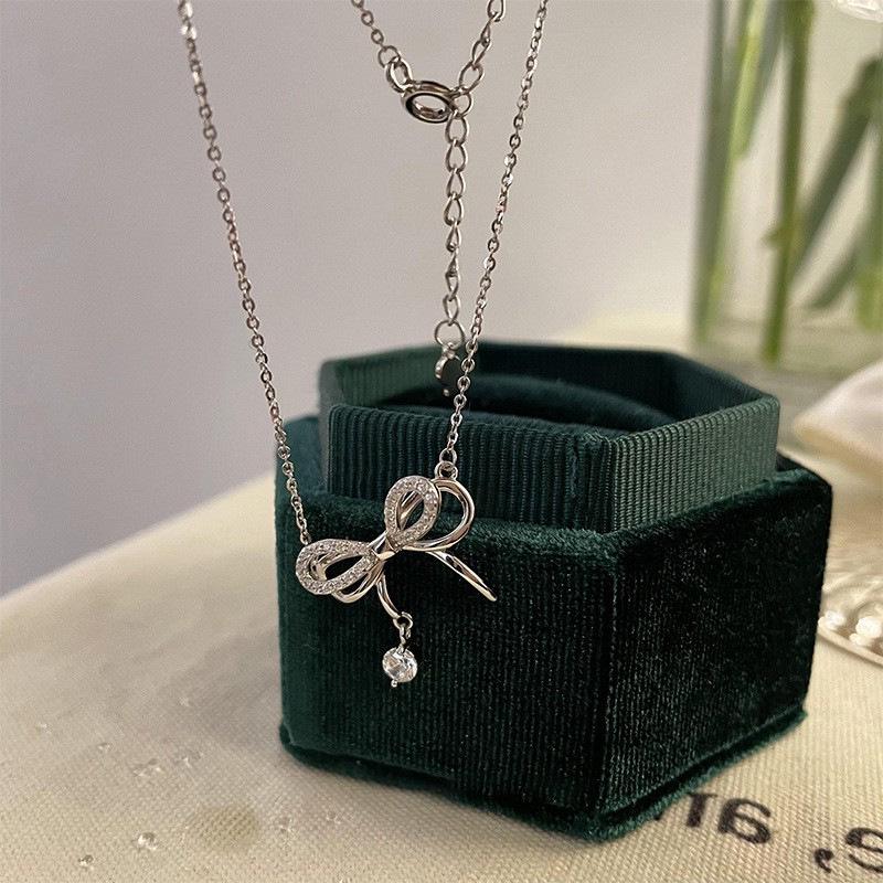 Korean Bow Necklace: Elegant, Romantic, and Trendy French-Inspired Women's Collarbone and Sweater Chain