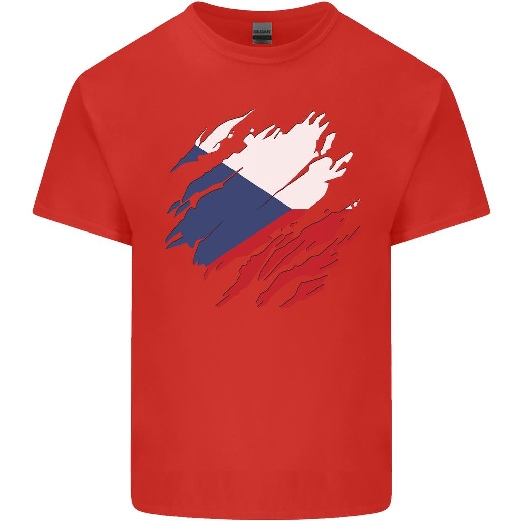 Torn Czechia Flag Czech Republic Day Football Unisexs Light Cotton TShirt