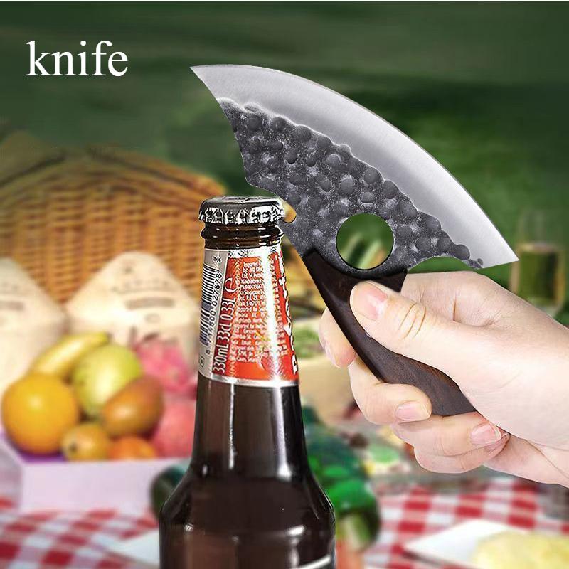 Wielofunkcyjny Nóż do Patroszenia ze Stali Nierdzewnej Mięso Mały Scimitar Przenośny Nóż Pierścieniowy Nóż do Ryb Specjalny Nóż do Grillowania
