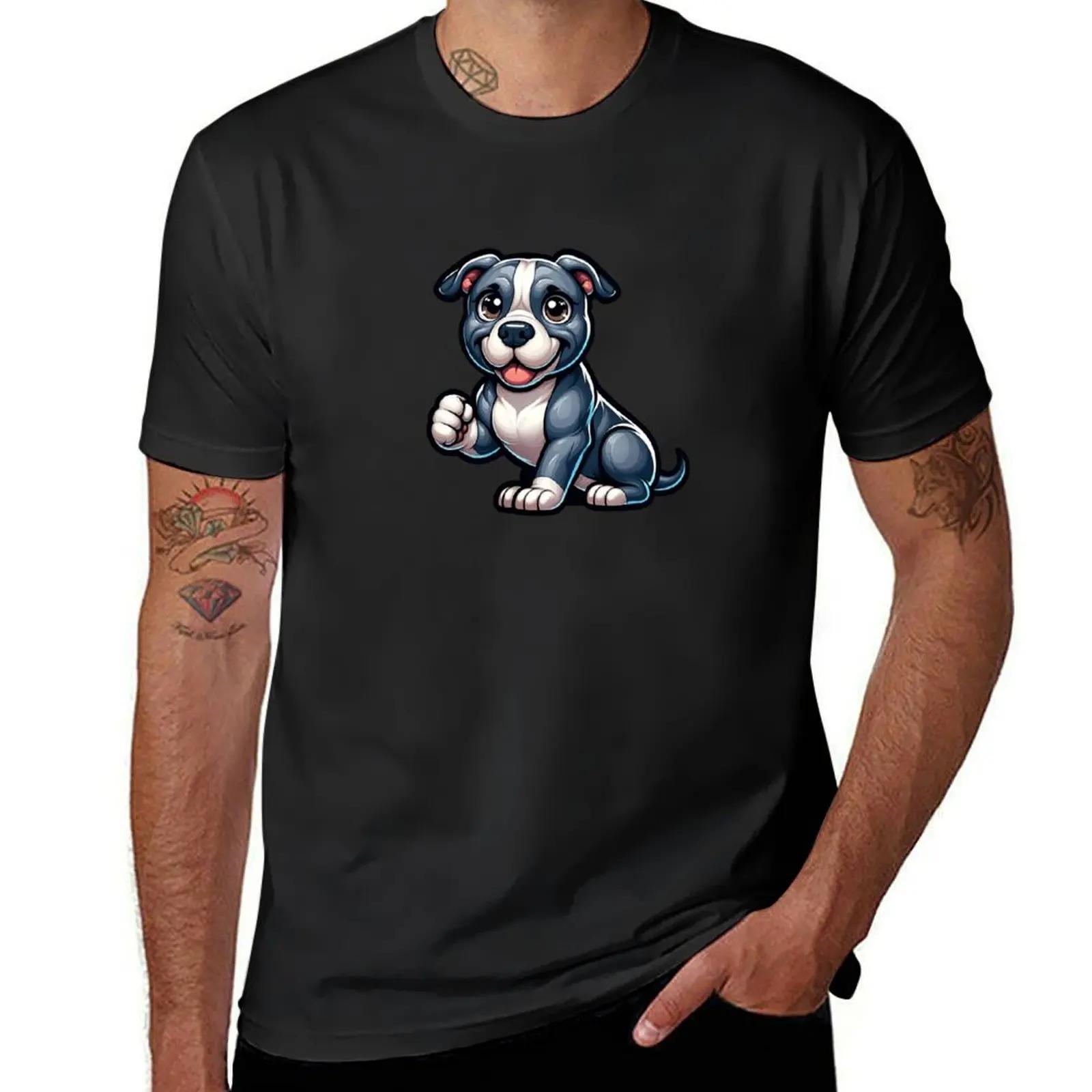 

Cute Friendly American Pit Bull Terrier Breed Cartoony TShirt animal prinfor boys graphics customs men t shirt 4XL