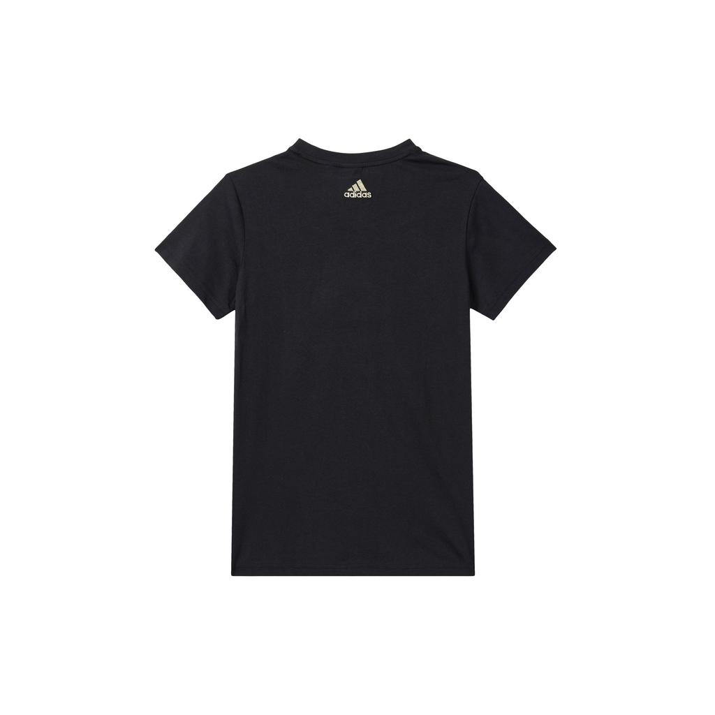 Adidas Breathable Casual Printed Logo Sports Short Sleeve T-Shirt Women Tops Black HB7127