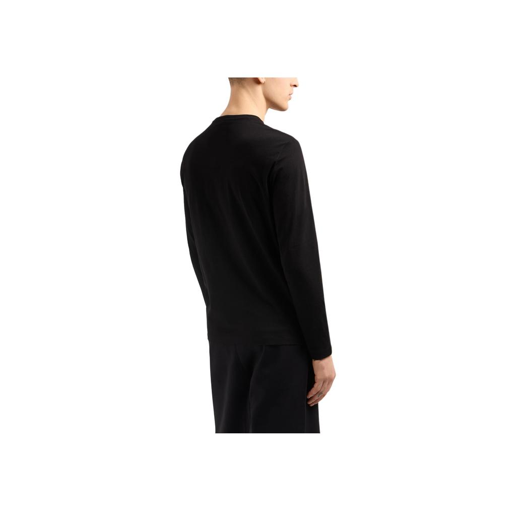 Emporio Armani Logo Embroidered Crew Neck Long Sleeve T-Shirt Men tops Black XM000364-AF12308-UC001