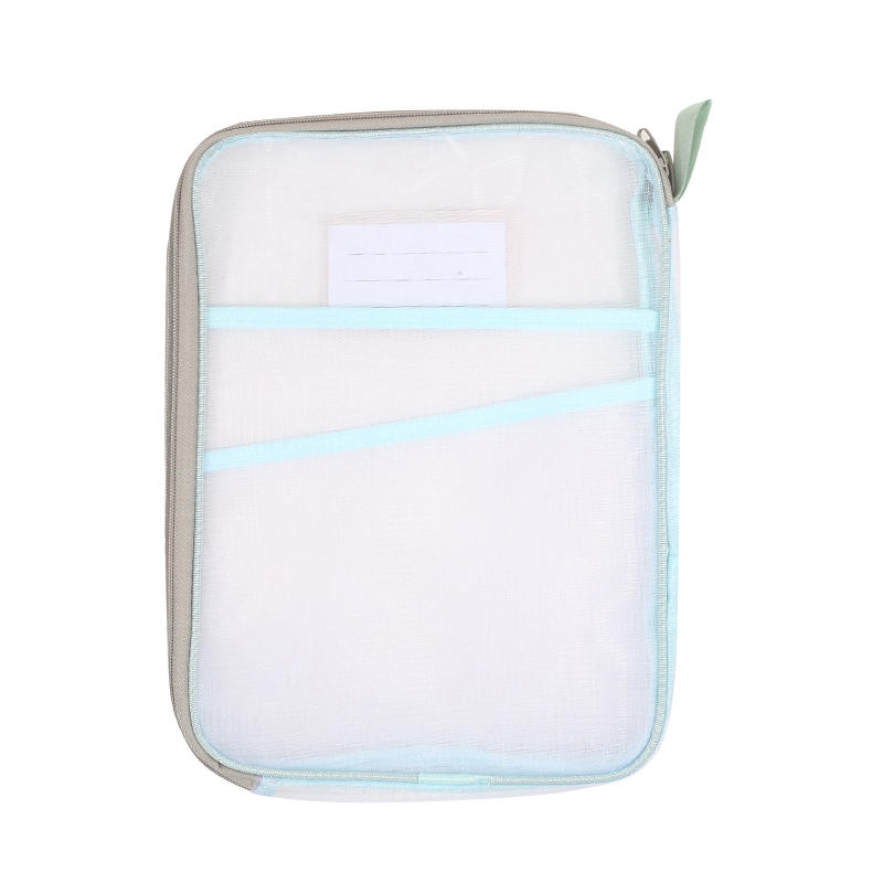 A4 Stationery Storage Bag Double-layer Mesh Zipper Bag Large Capacity Organizer Folders School Office Supplies Stationary Bag