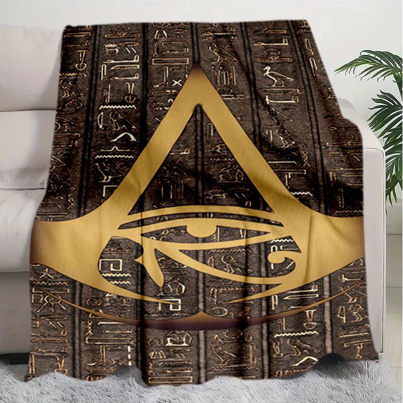 1PC Egyptian theme printed blanket, all season lightweight home office outdoor nap multifunctional blanket A6