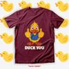Duck You Middle Finger T Shirt Funny Bird Gesture Sarcastic Top Cheeky Humor Sweat Rubber Vintage Top For Everyday Wear