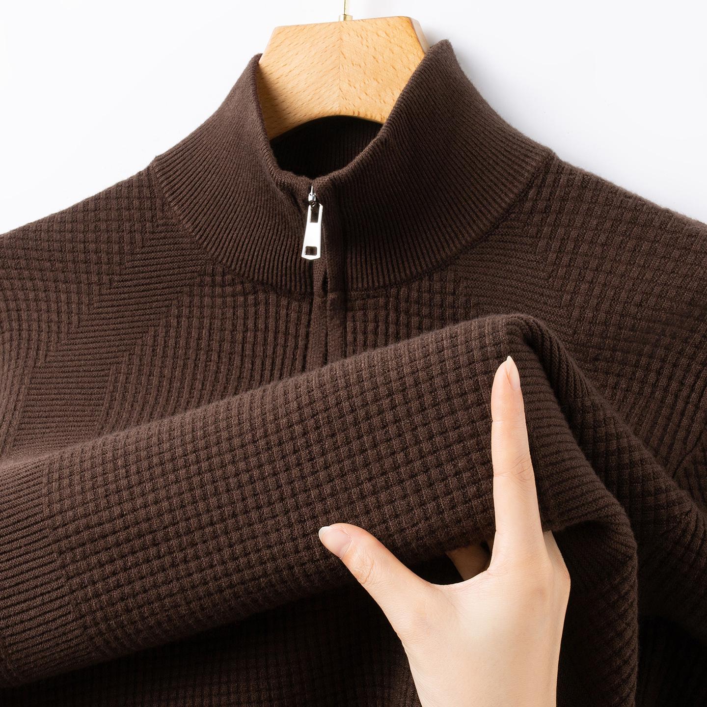 Men s High-Neck Thickened Knit Sweater: Stylish Pullover for Fall & Winter XL