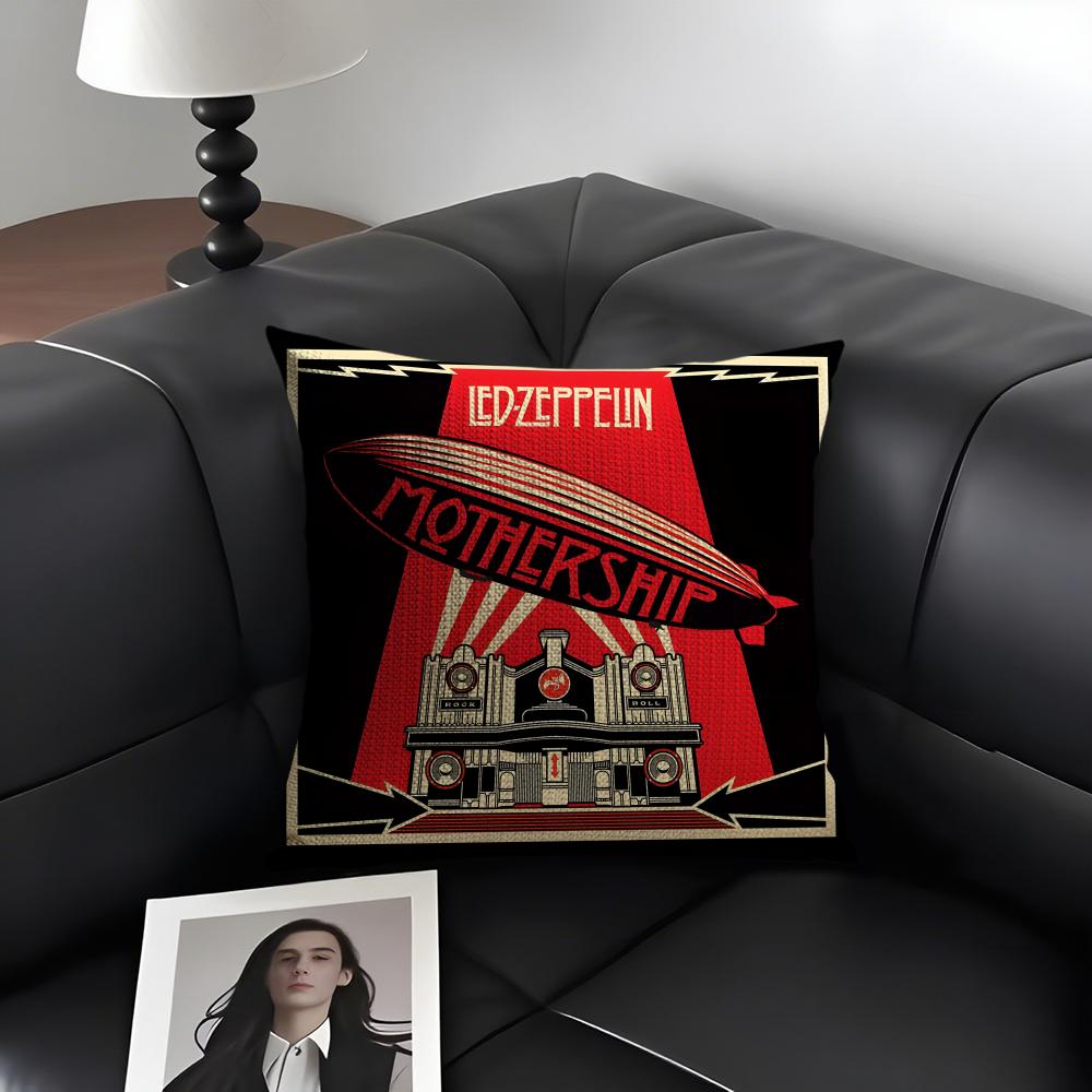 

LLed ZeppelinN Band Cushion Cover Natural Linen Organic Fabric DoubleSided Printing Sofa Home Decor Gift Pillow Case 30x30cm