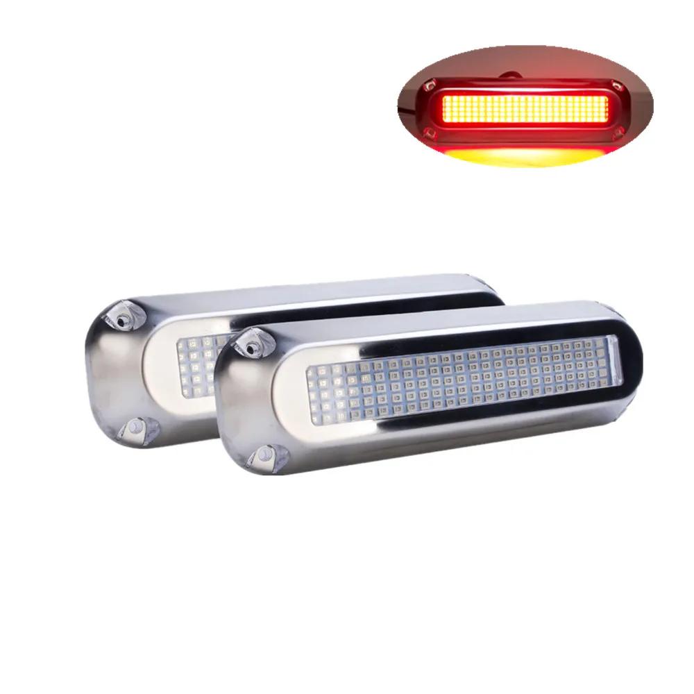2PCS Blue Yacht Light Stainless Steel 120LED Underwater Pontoon Marine Boat Transom Light IP68 LED Deck Courtesy Lights красный