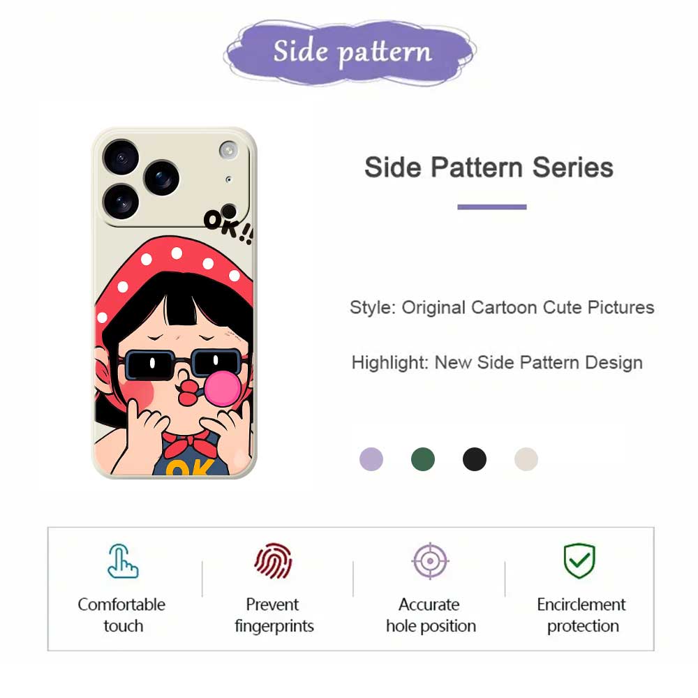 For iPhone 17 Pro Max Case Cute Kid Pattern Printing Straight Edge TPU Phone Back Cover