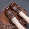 Autumn Women's Single Shoes Lace-Up Soft Cowhide Shoes Thick Mid-Heel Soft Sole All Season Deep Mouth Shoes