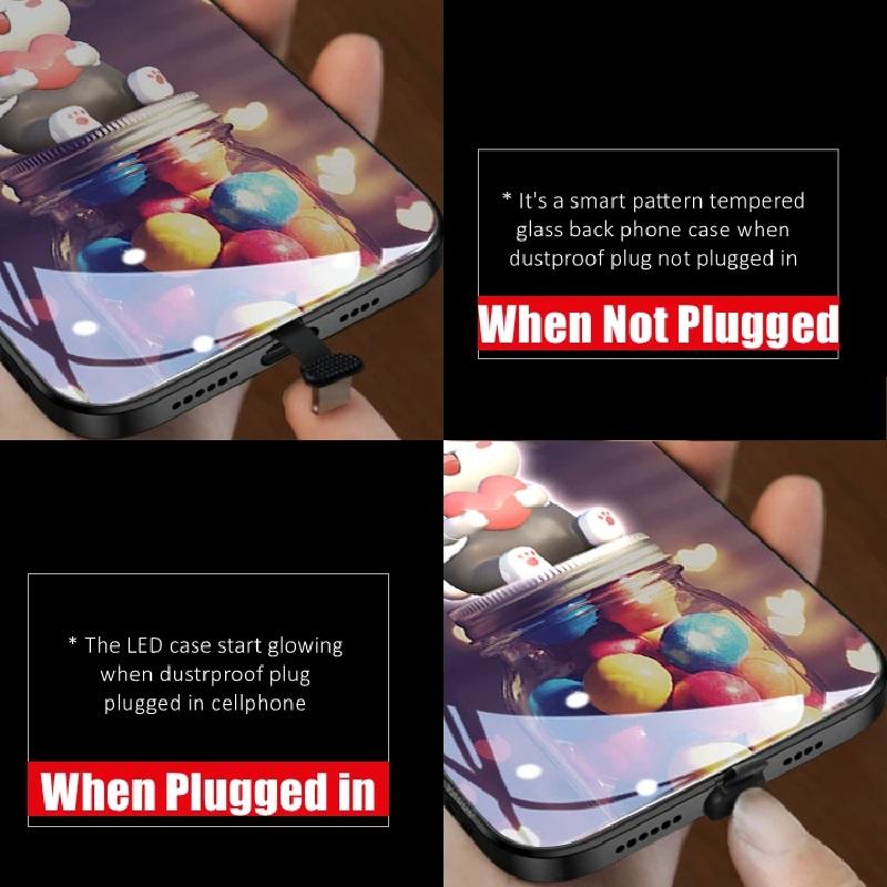 LED Light Glowing Luminous Phone Case for IPhone 11 12 13 14 15 X Xs Xr Mini Pro Max Plus