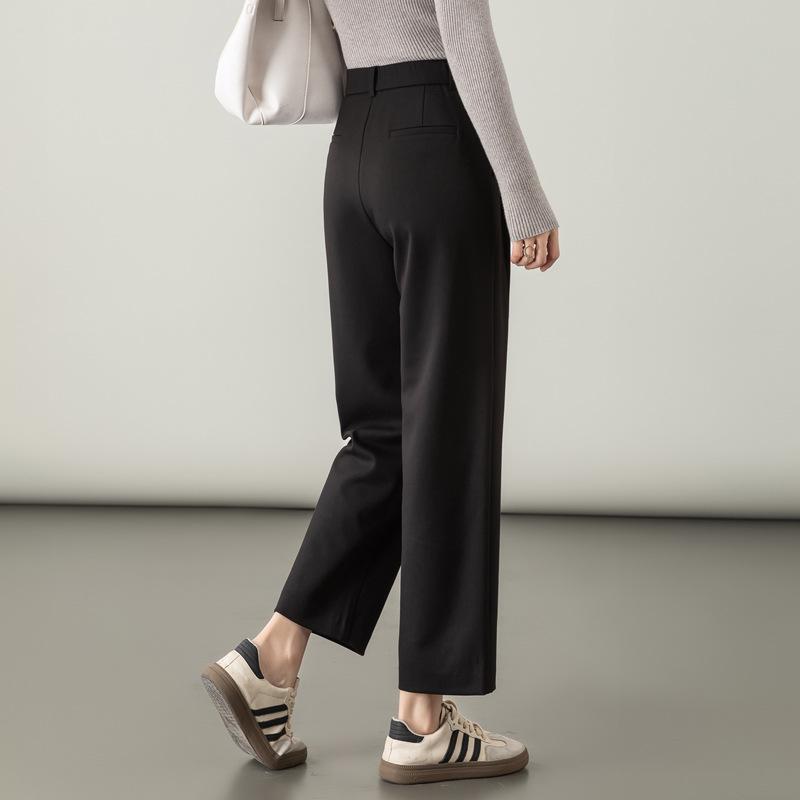 Lyocell Wool Women's High-Waist Slimming Black Harem Pants - Autumn 2025 Collection