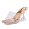Wine Glass And Super High Heels Waterproof Table Transparent Crystal Fish Mouth Sandals Model Catwalk Slippers Female Summer