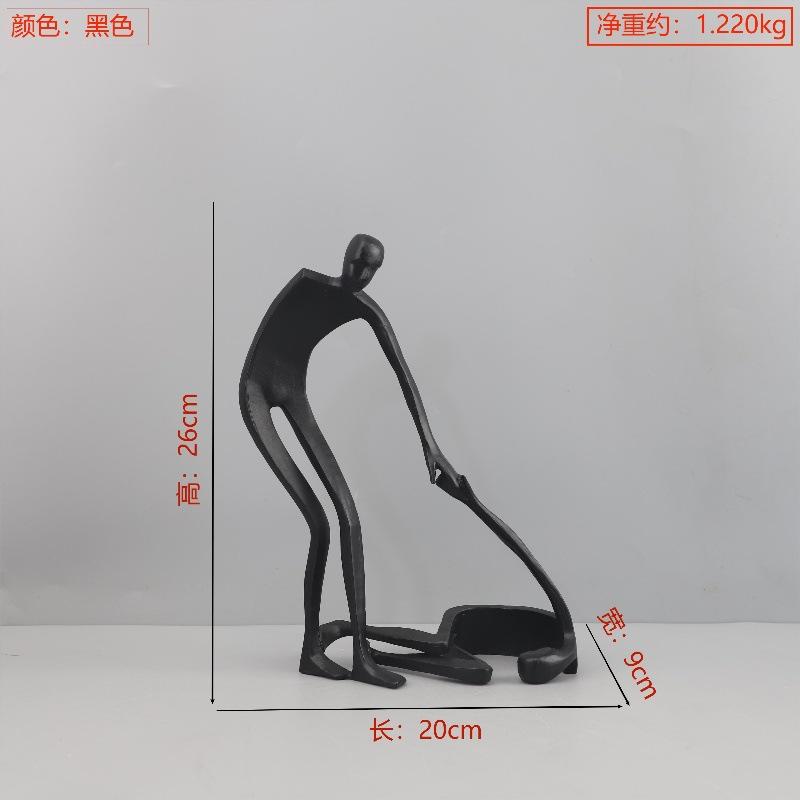 Geometrische Gusseisenfigur Skulptur Ornament Wohnzimmer Schwarze Skulpturen Handwerkskunst Charakterstatuen Heimdekorationen Figuren