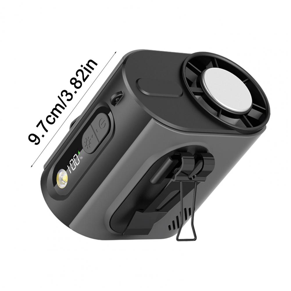 Portable Clip Fan with LED Light Wearable Waist Fan Adjustable Wind Speed Cooling Fan for Outdoor Camping Office