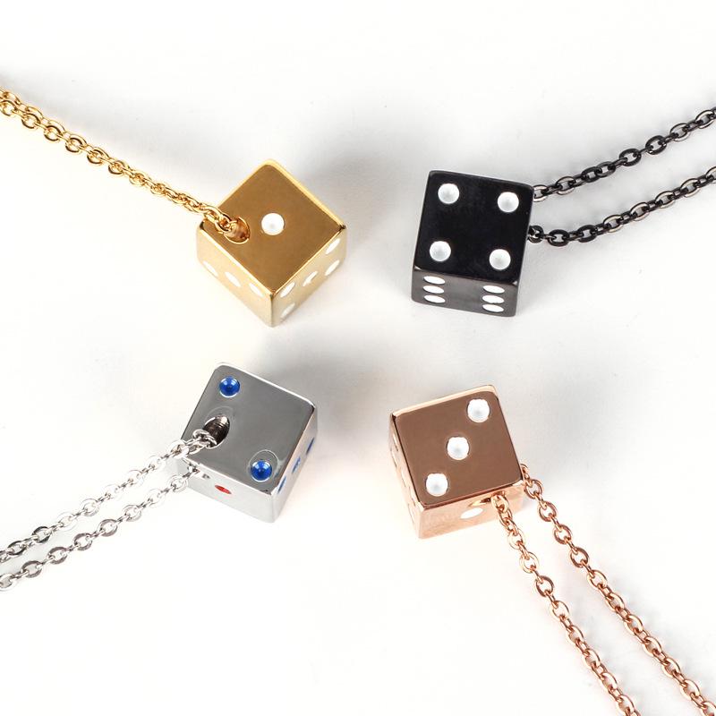 Trendy Unisex Lucky Dice Pendant Necklace: Minimalist Solid Color Design