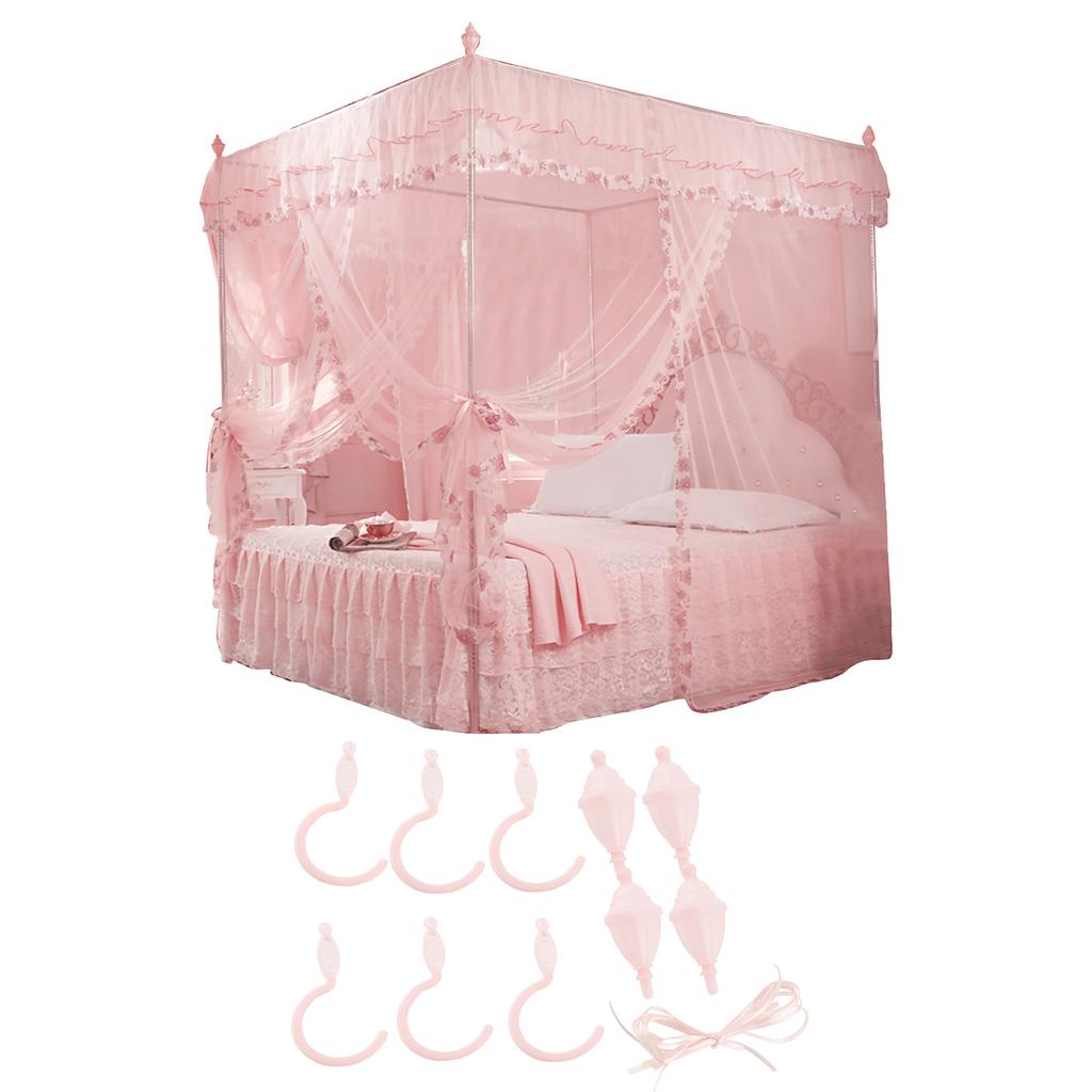Bed Curtain Luxury Princess 3 Side Openings Post Bed Curtain Canopy Netting Mosquito Net Bedding Mosquito Net Mosquito Netting