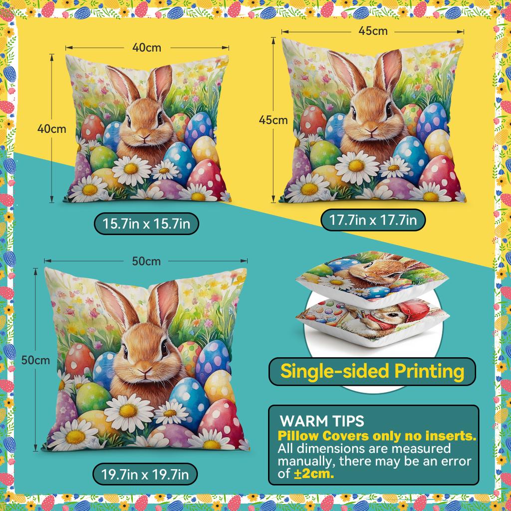 Easter Bunny Flowers Cushions Pillowcase Polyester Cushion Cover Throw Pillow Pillowcover Home Car Sofa Decor