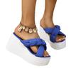 Wedge heel slippers women's new fashion versatile casual high heel thick bottom cross with slippers