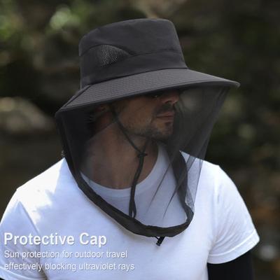 Mosquito Head Net Hat for Men Women Sun Protection Fishing Hat with Veil Mesh Protects from Insect for Hiking Outdoor Activities
