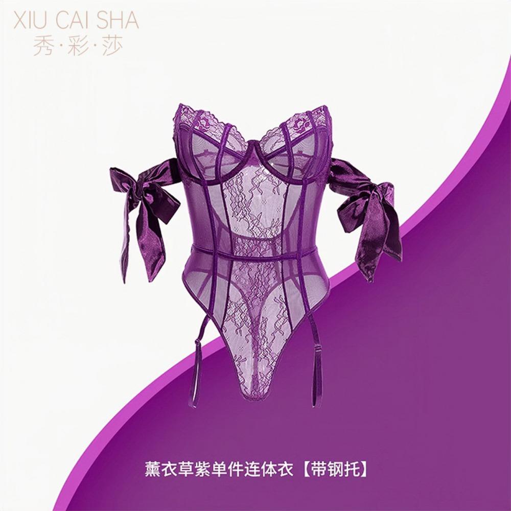Sexy Pajamas, Sexy Lace Underwear, Shaping Clothes, Pure Desire Transparent Bed, Purple Onesie, Women's Steel Tray, War Robe
