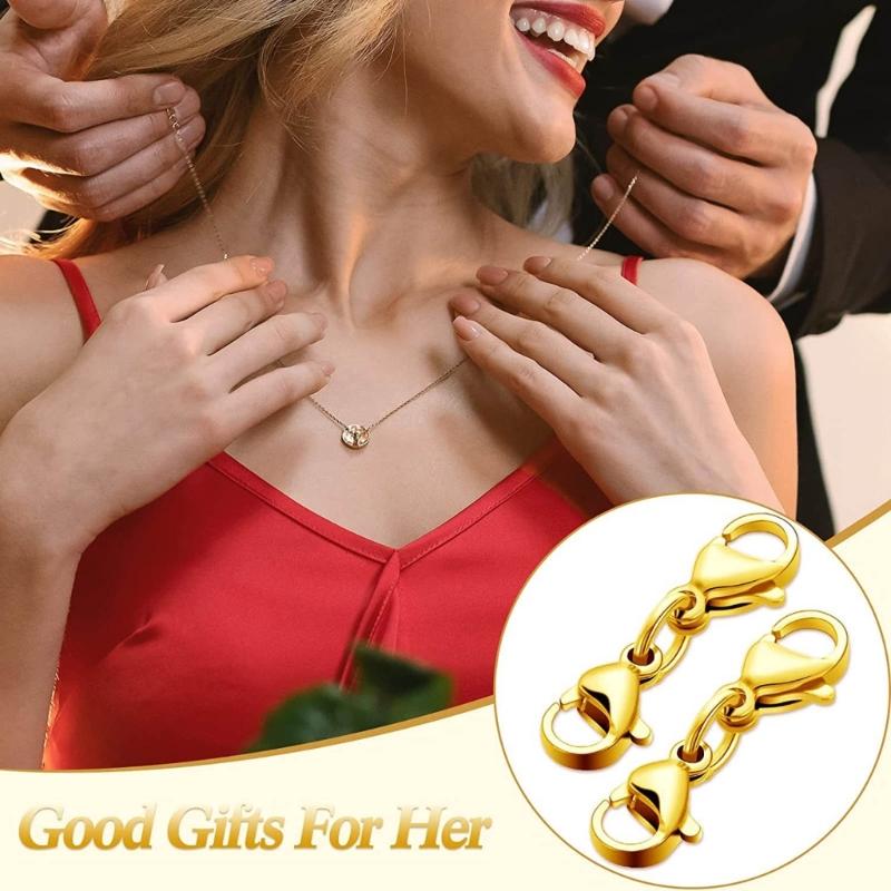 8 Pcs Double Lobster Clasps Small Necklace Bracelet Extenders Double Claw Connector Jewelry Extension Clasp Easy To Use
