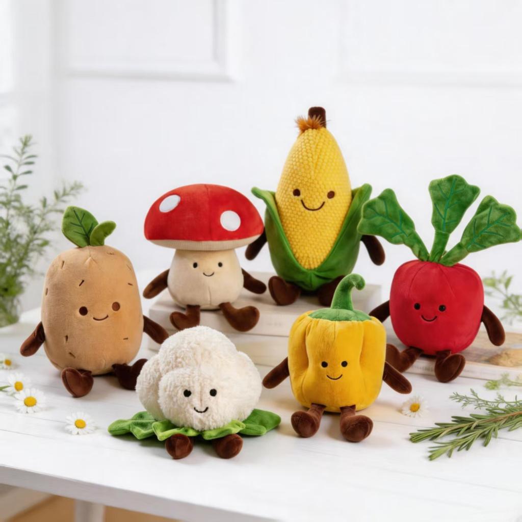 35cm Cute Mushroom Vegetable Plush Toy,Soft Carrot Broccoli Onion Corn Pumpkin Stuffed Pillow,Kawaii Plant Dolls Gifts for Kids
