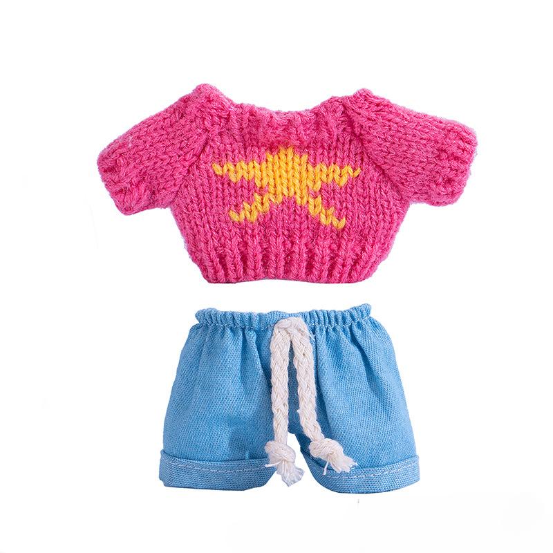 Sweater Jeans for 15-17Cm Labubu Plush Stuffed Doll Outfits DIY Mini Dolls Clothing Accessories