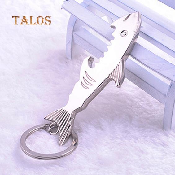 Fashion Shark Pendant Key Ring Keychain Bottle Opener Metal Versatile Keyfob Suspension Trinket