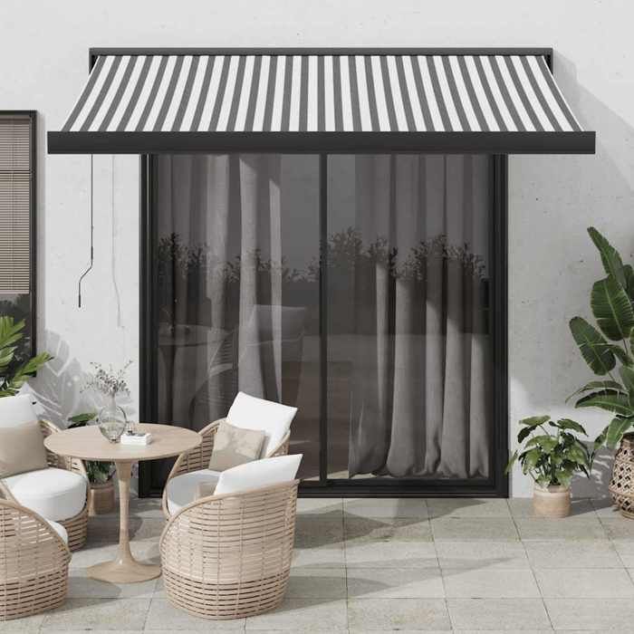 VidaXL Auvent rétractable anthracite et blanc 3,5x2,5m tissu/aluminium, store, auvent de patio, auvent de fenêtre, stores, 3216139