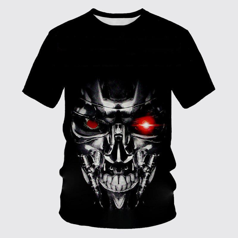 Terminator 3D Print TShirts Men Women Casual Fashion Streetwear Oversized Short Sleeve  Adult children's parent child Tshirt
