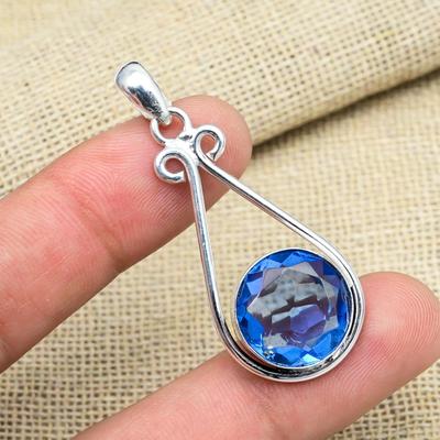 Gemma Tanzanite Argento Sterling Massiccio 925 Fatto a Mano Meraviglioso Ciondolo Per Regalo di Matrimonio