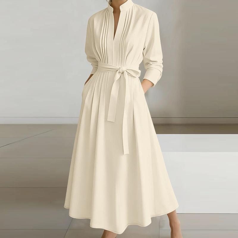 ZANZEA Women Casual Stand Collar Loose Long Sleeve Shirt Dress