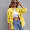 Women's Fashion Ripped Denim Women's Spring and Autumn Long-sleeved Casual Lapel Top Jacket