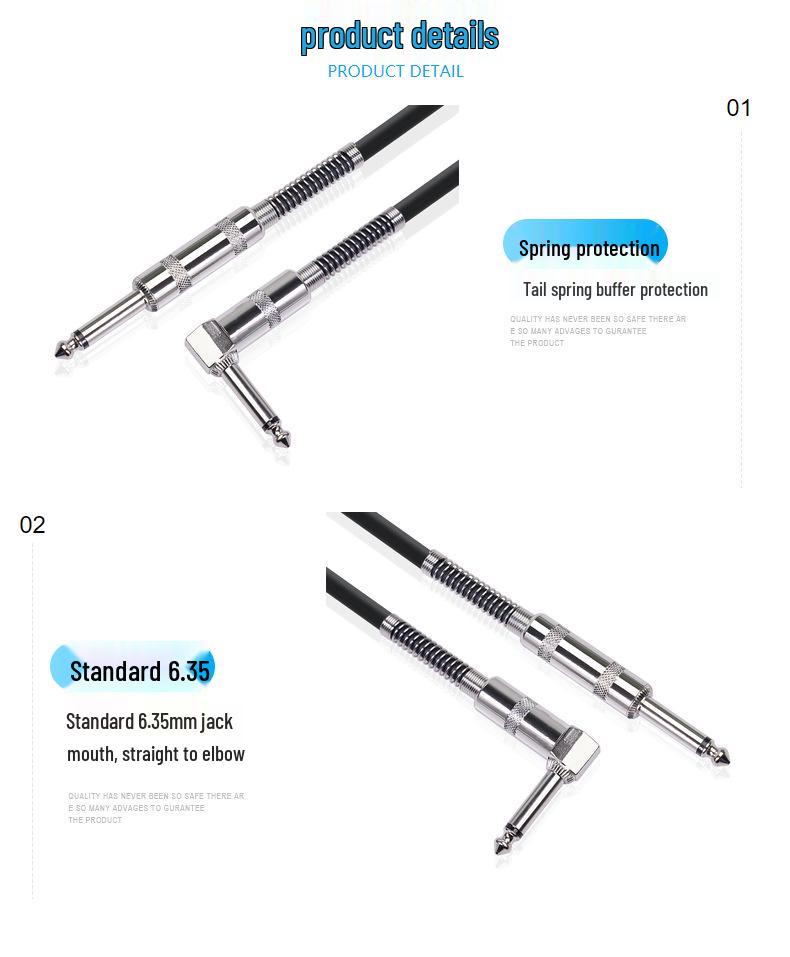 Available: 90-Degree Elbow Double-Shielded Noise-Reducing 6.35mm Guitar Audio Cable, 3m.