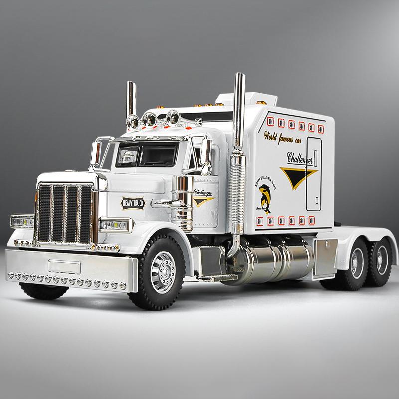 1/24 Peterbilt 389 Tractors Truck Alloy Toy Car Model Wheel Steering Sound and Light Children's Toy Collectibles Birthday Gift